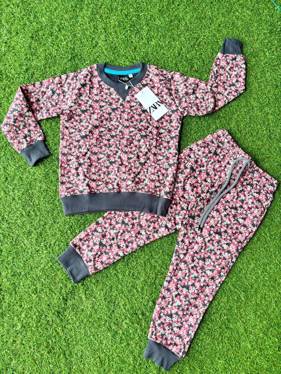 Black flower pant set