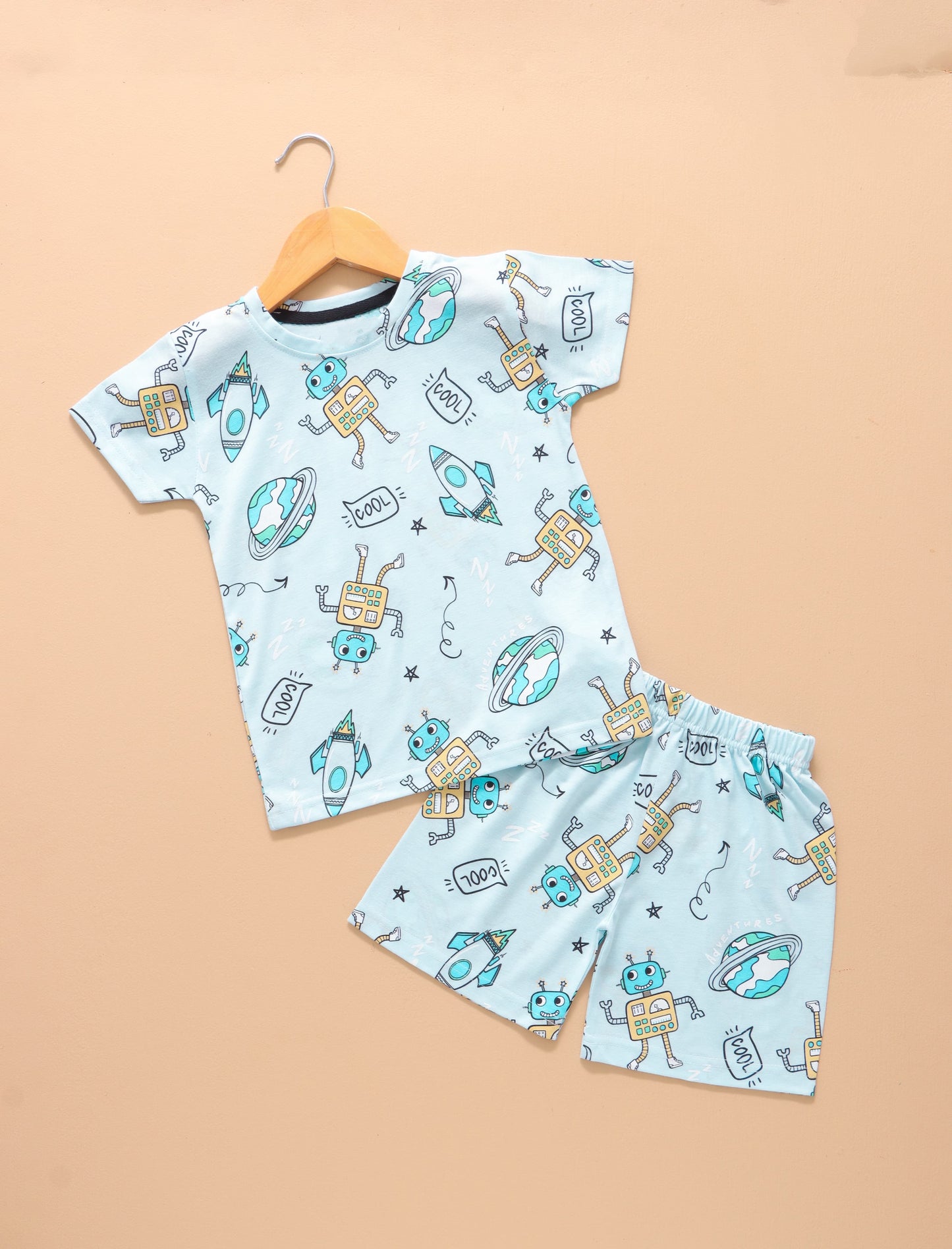Light Blue Robot, Spaceship Shorts set