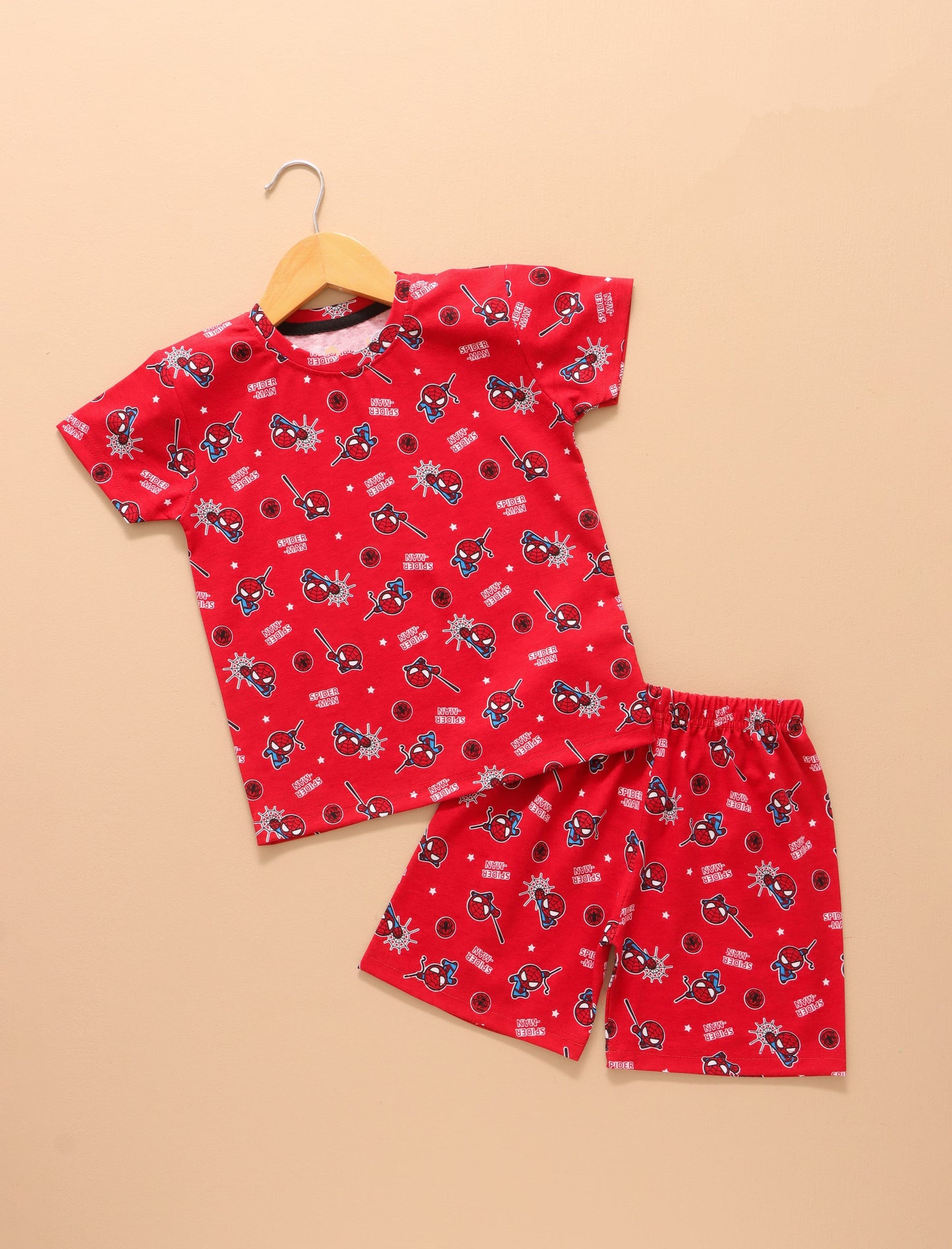 Red Spiderman Shorts Set