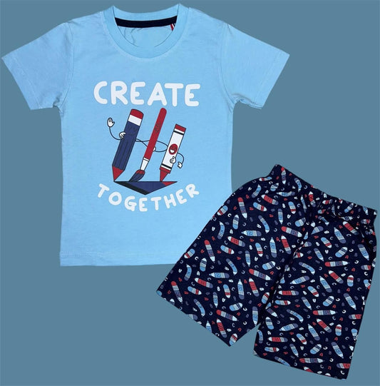 Blue Create together shorts set