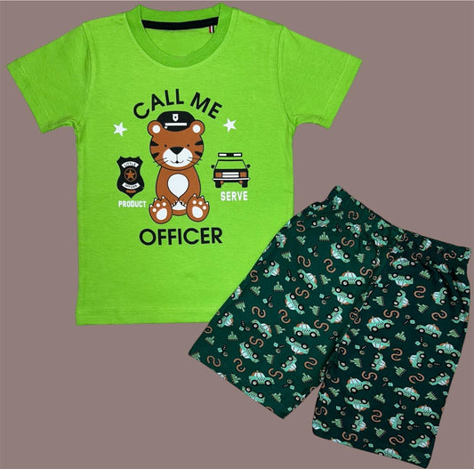Green call me officer shorts set