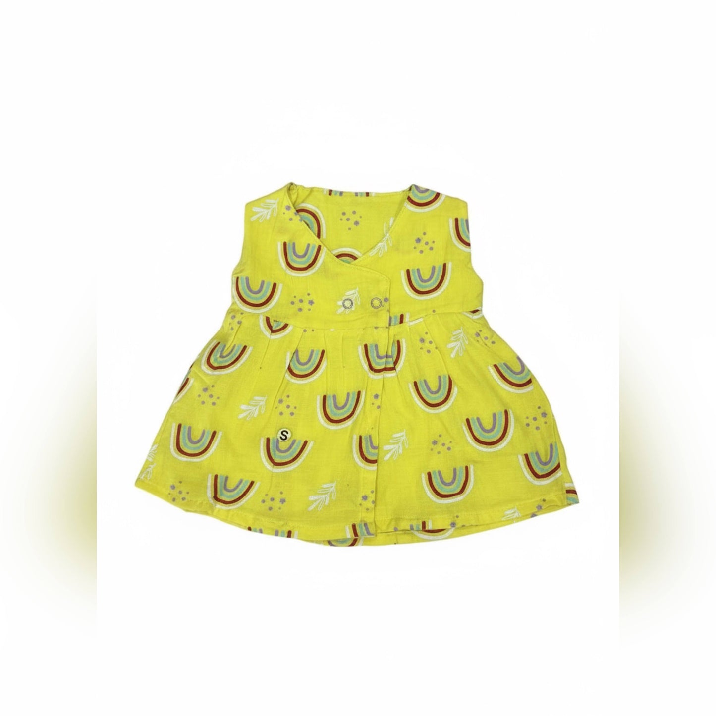 Yellow rainbow Muslin Frock