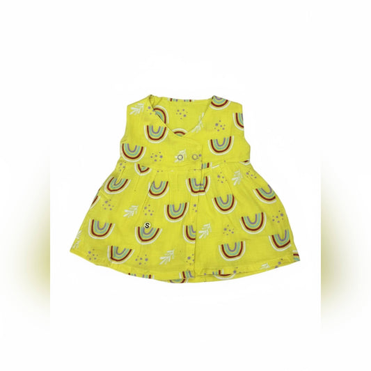 Yellow rainbow Muslin Frock