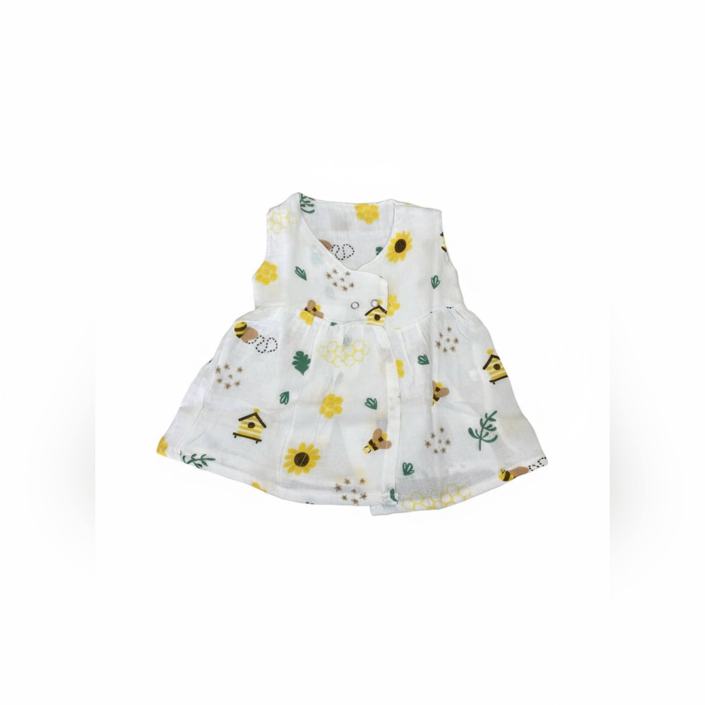 Sunflower & Bee print Muslin Frock