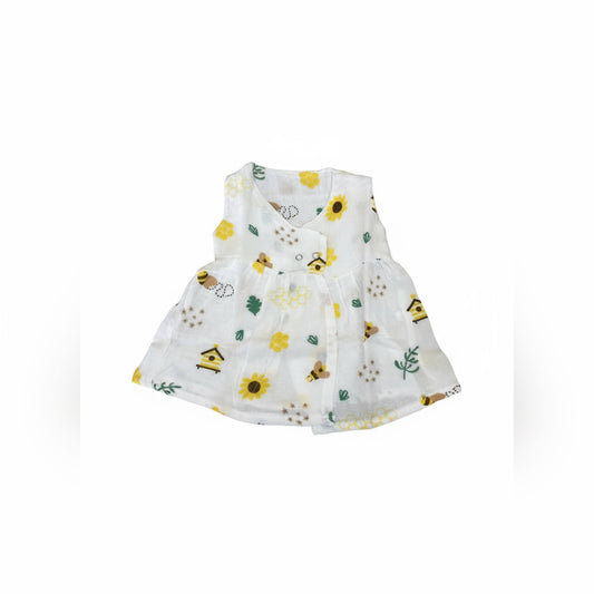 Sunflower & Bee print Muslin Frock