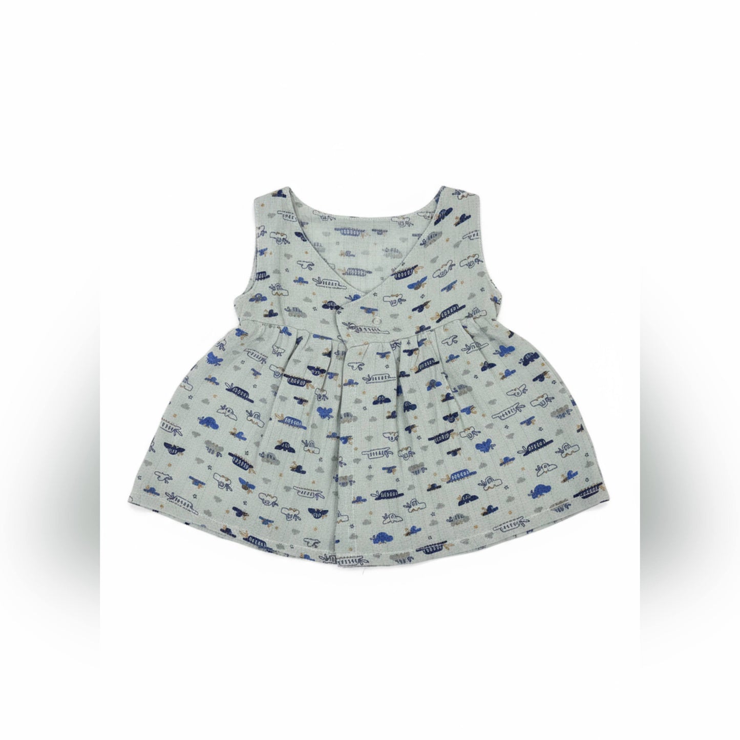 Vehicle Print Muslin Frock