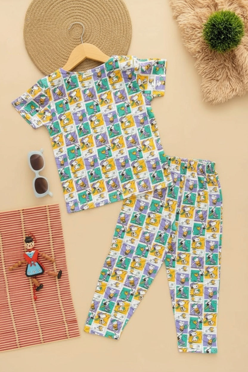 Multicolor Comic print Pant set