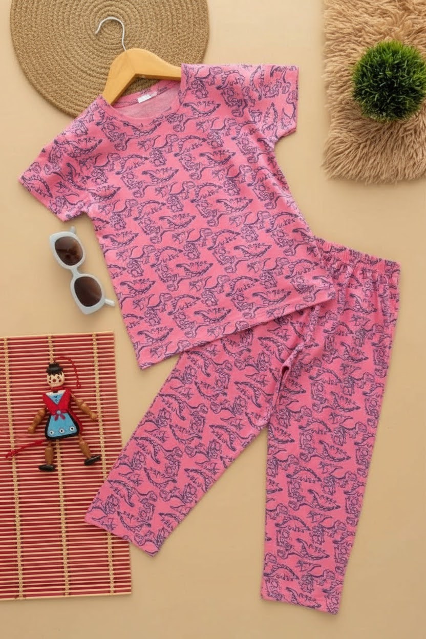 Pink Dino Print pant set