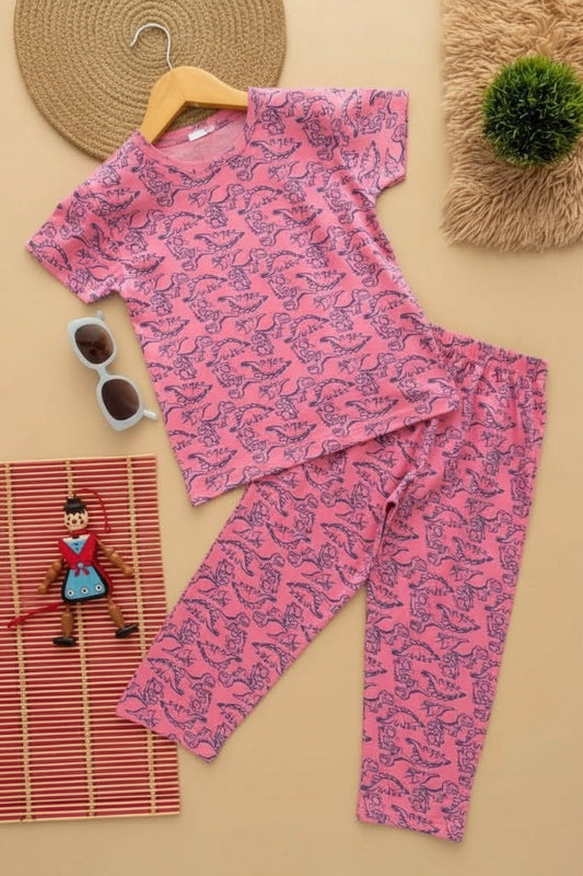 Pink Dino Print pant set