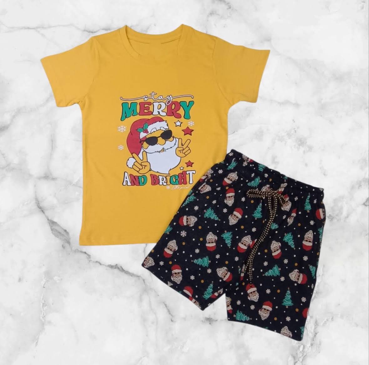 Boys Stay Merry Printed T-Shirt & Shorts Set