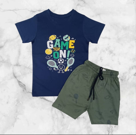 Boys Game On T-Shirt & Printed Shorts Set