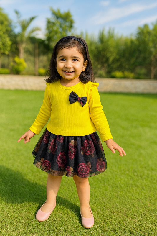 Lemon yellow Full sleeve gown