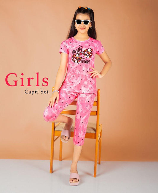 Pink heart capri set