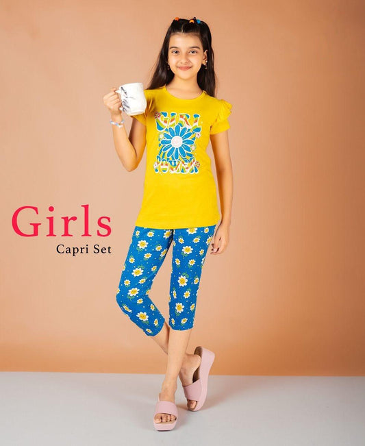 Yellow Girl power capri set