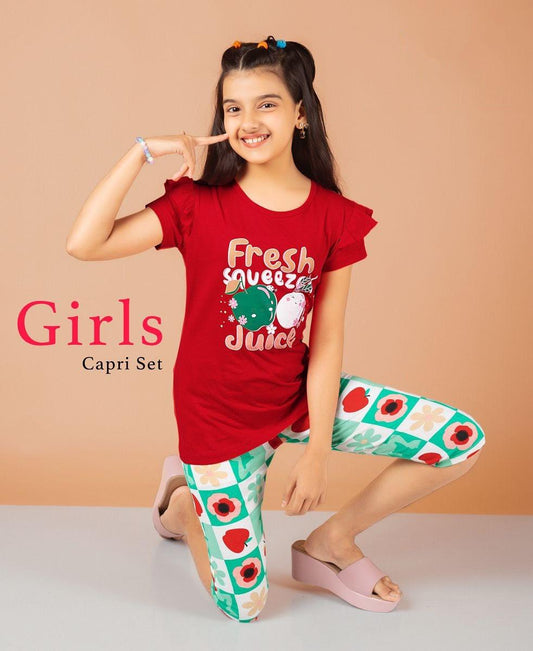 Red Fresh squeeze capri set