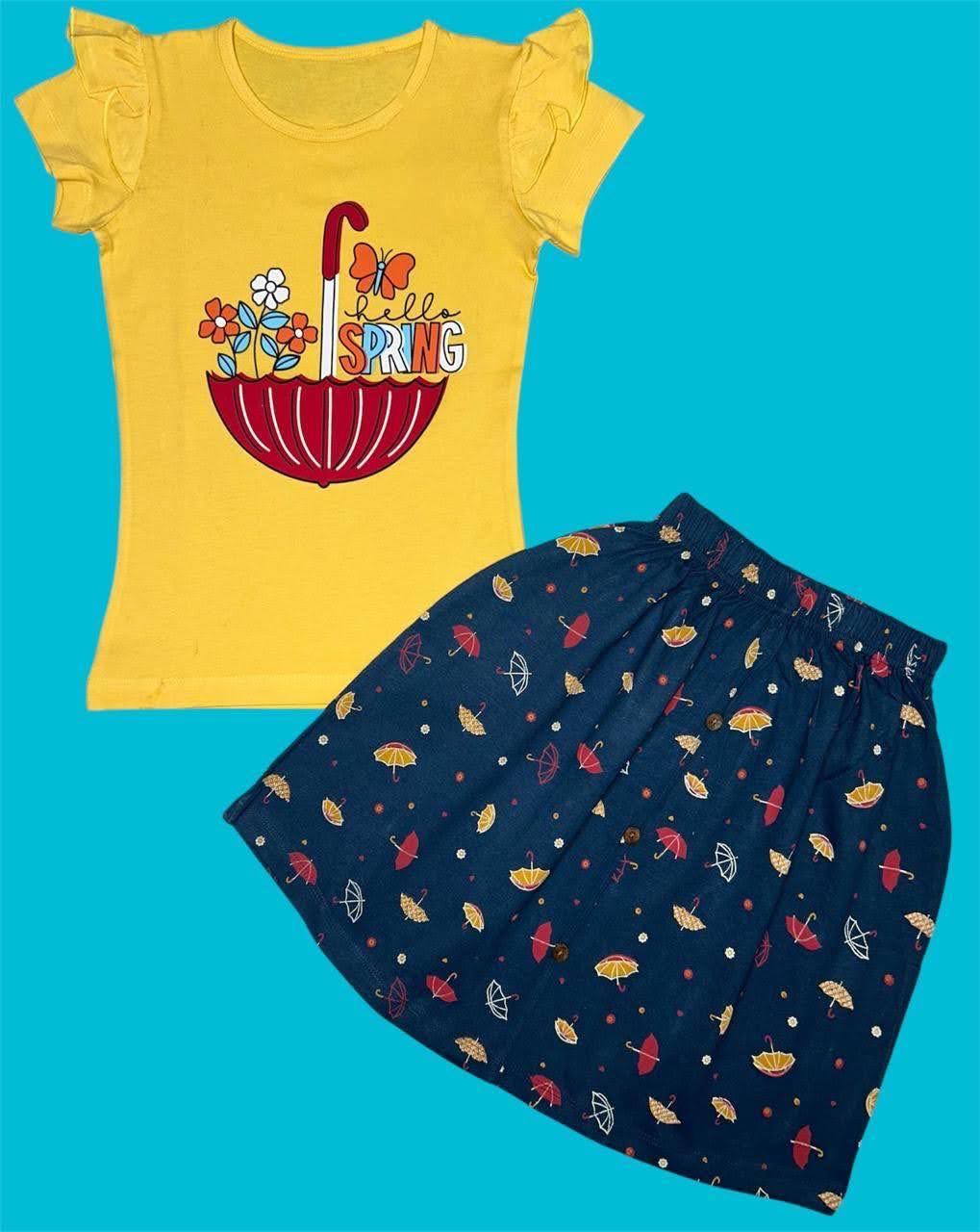 Yellow umbrella skirt set