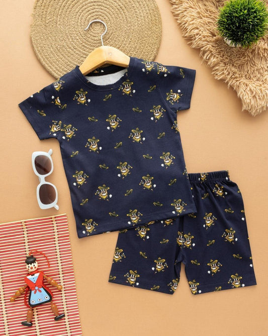 Blue cap coord shorts set