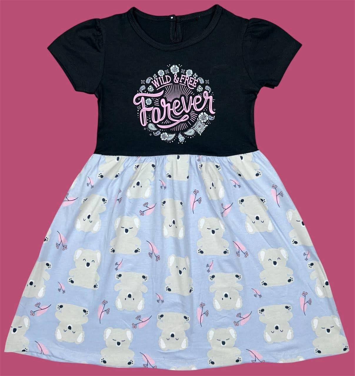 Blue Wild & Free Forever Girls Dress – Koala Print